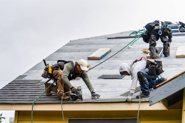 Professional Gutter Installation technician working in Bergenfield, NJ